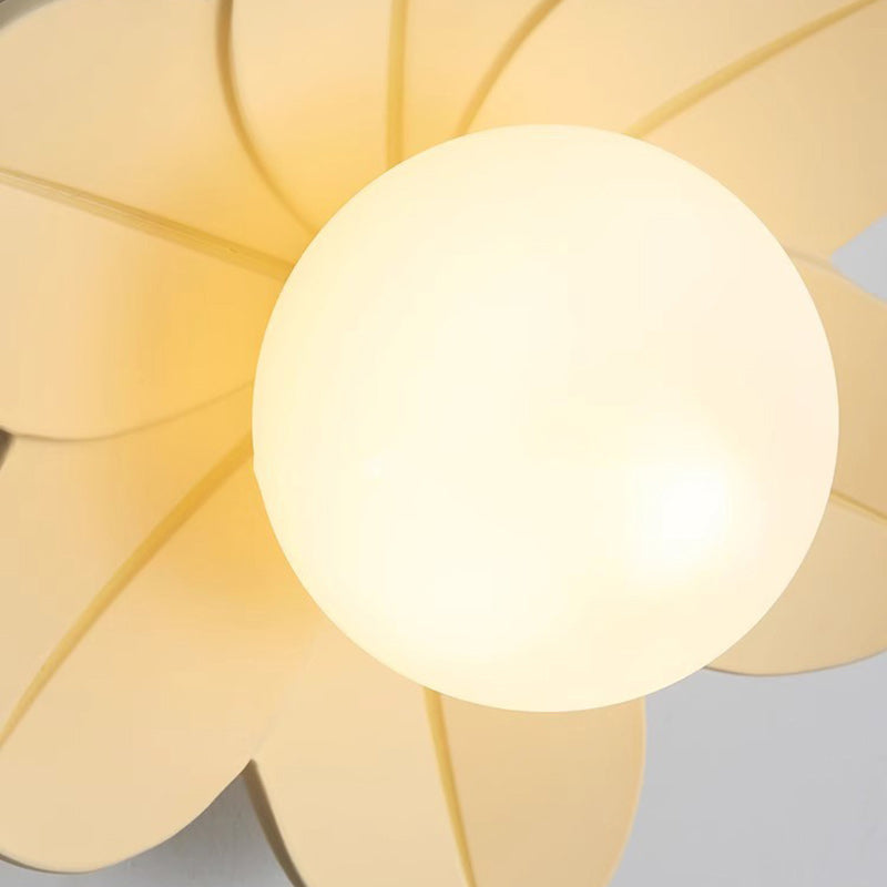 Contemporary Scandinavian Resin Metal Glass Flower Ball 1-Light Semi-Flush Mount Ceiling Light For Hallway Lumendat
