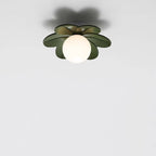Contemporary Scandinavian Resin Metal Glass Flower Ball 1-Light Semi-Flush Mount Ceiling Light For Hallway Lumendat