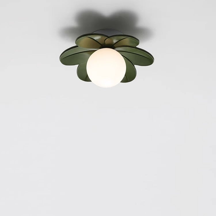 Contemporary Scandinavian Resin Metal Glass Flower Ball 1-Light Semi-Flush Mount Ceiling Light For Hallway Lumendat