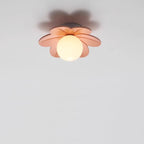 Contemporary Scandinavian Resin Metal Glass Flower Ball 1-Light Semi-Flush Mount Ceiling Light For Hallway Lumendat