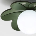 Contemporary Scandinavian Resin Metal Glass Flower Ball 1-Light Semi-Flush Mount Ceiling Light For Hallway Lumendat