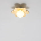 Contemporary Scandinavian Resin Metal Glass Flower Ball 1-Light Semi-Flush Mount Ceiling Light For Hallway Lumendat