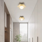 Contemporary Scandinavian Resin Metal Glass Flower Ball 1-Light Semi-Flush Mount Ceiling Light For Hallway Lumendat