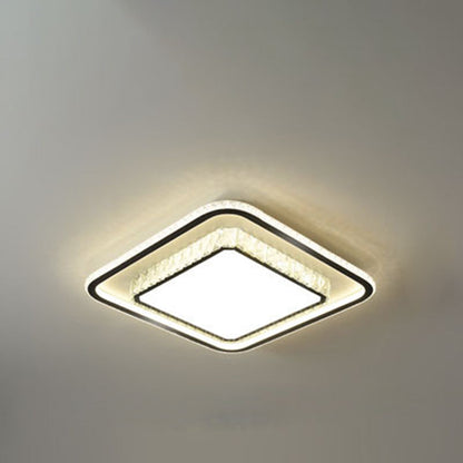 Modern Luxury Iron Acrylic Crystal Square Round Rectangular LED Flush Mount Ceiling Light For Bedroom