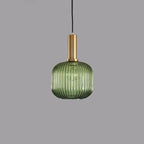 Contemporary Scandinavian Metal Glass Cylinder Striped Lantern 1-light Pendant Light for Dining Room BulbSquare