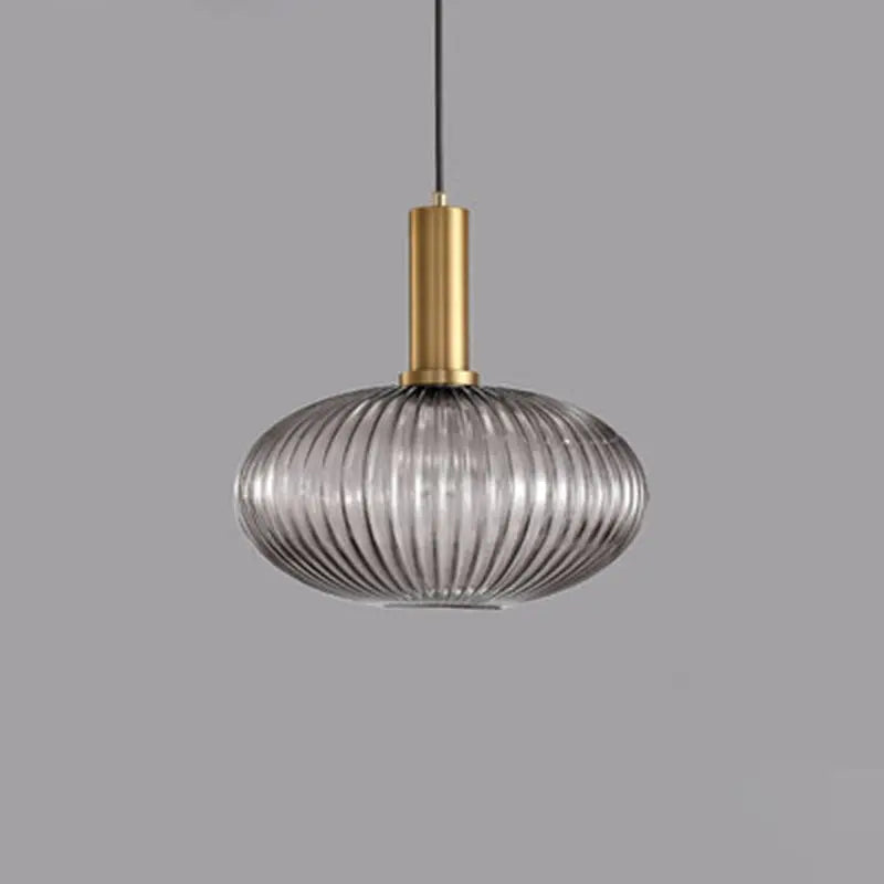 Contemporary Scandinavian Metal Glass Cylinder Striped Lantern 1-light Pendant Light for Dining Room BulbSquare