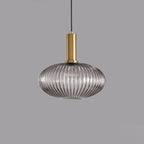 Contemporary Scandinavian Metal Glass Cylinder Striped Lantern 1-light Pendant Light for Dining Room BulbSquare