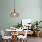 Contemporary Scandinavian Metal Glass Cylinder Striped Lantern 1-light Pendant Light for Dining Room BulbSquare
