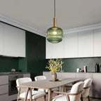 Contemporary Scandinavian Metal Glass Cylinder Striped Lantern 1-light Pendant Light for Dining Room BulbSquare