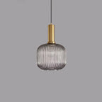 Contemporary Scandinavian Metal Glass Cylinder Striped Lantern 1-light Pendant Light for Dining Room BulbSquare