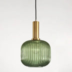 Contemporary Scandinavian Metal Glass Cylinder Striped Lantern 1-light Pendant Light for Dining Room BulbSquare