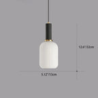 Contemporary Scandinavian Metal Glass Cylinder Striped Lantern 1-light Pendant Light for Dining Room BulbSquare