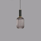 Contemporary Scandinavian Metal Glass Cylinder Striped Lantern 1-light Pendant Light for Dining Room BulbSquare