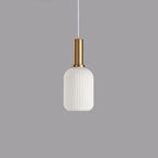 Contemporary Scandinavian Metal Glass Cylinder Striped Lantern 1-light Pendant Light for Dining Room BulbSquare