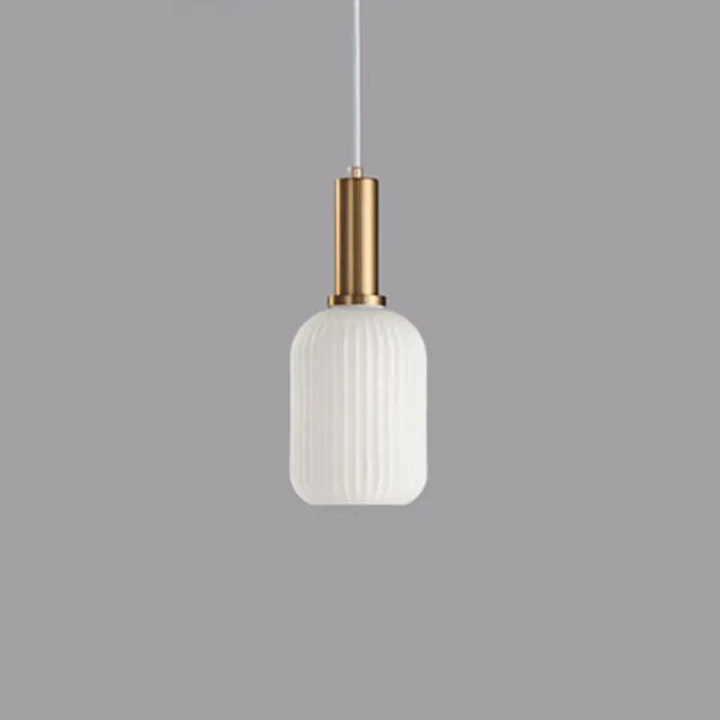Contemporary Scandinavian Metal Glass Cylinder Striped Lantern 1-light Pendant Light for Dining Room BulbSquare