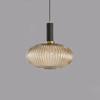 Contemporary Scandinavian Metal Glass Cylinder Striped Lantern 1-light Pendant Light for Dining Room BulbSquare