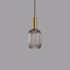 Contemporary Scandinavian Metal Glass Cylinder Striped Lantern 1-light Pendant Light for Dining Room BulbSquare