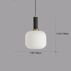 Contemporary Scandinavian Metal Glass Cylinder Striped Lantern 1-light Pendant Light for Dining Room BulbSquare