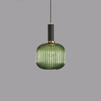 Contemporary Scandinavian Metal Glass Cylinder Striped Lantern 1-light Pendant Light for Dining Room BulbSquare