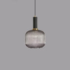 Contemporary Scandinavian Metal Glass Cylinder Striped Lantern 1-light Pendant Light for Dining Room BulbSquare