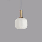 Contemporary Scandinavian Metal Glass Cylinder Striped Lantern 1-light Pendant Light for Dining Room BulbSquare