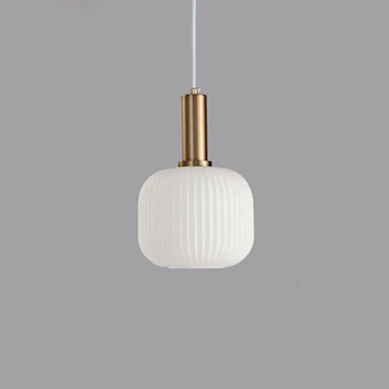 Contemporary Scandinavian Metal Glass Cylinder Striped Lantern 1-light Pendant Light for Dining Room BulbSquare