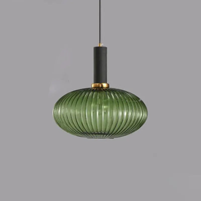 Contemporary Scandinavian Metal Glass Cylinder Striped Lantern 1-light Pendant Light for Dining Room BulbSquare