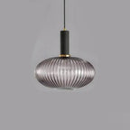 Contemporary Scandinavian Metal Glass Cylinder Striped Lantern 1-light Pendant Light for Dining Room BulbSquare