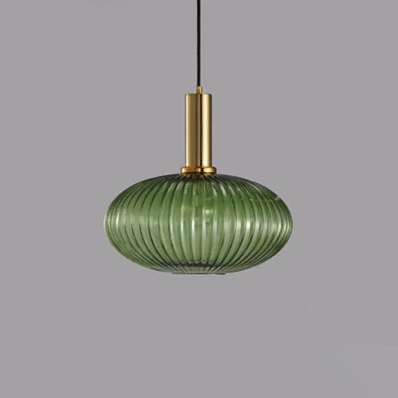 Contemporary Scandinavian Metal Glass Cylinder Striped Lantern 1-light Pendant Light for Dining Room BulbSquare