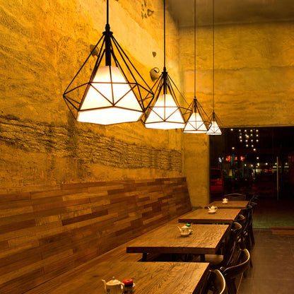 Contemporary Industrial Iron Fabric Diamond 1-light Pendant Light for Dining Room