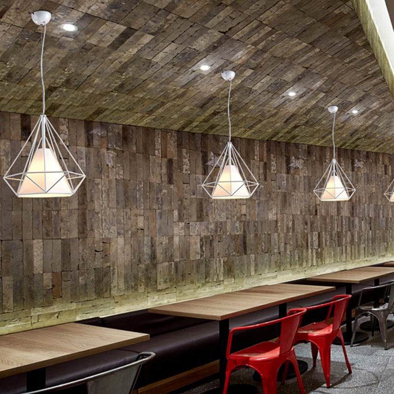 Contemporary Industrial Iron Fabric Diamond 1-light Pendant Light for Dining Room