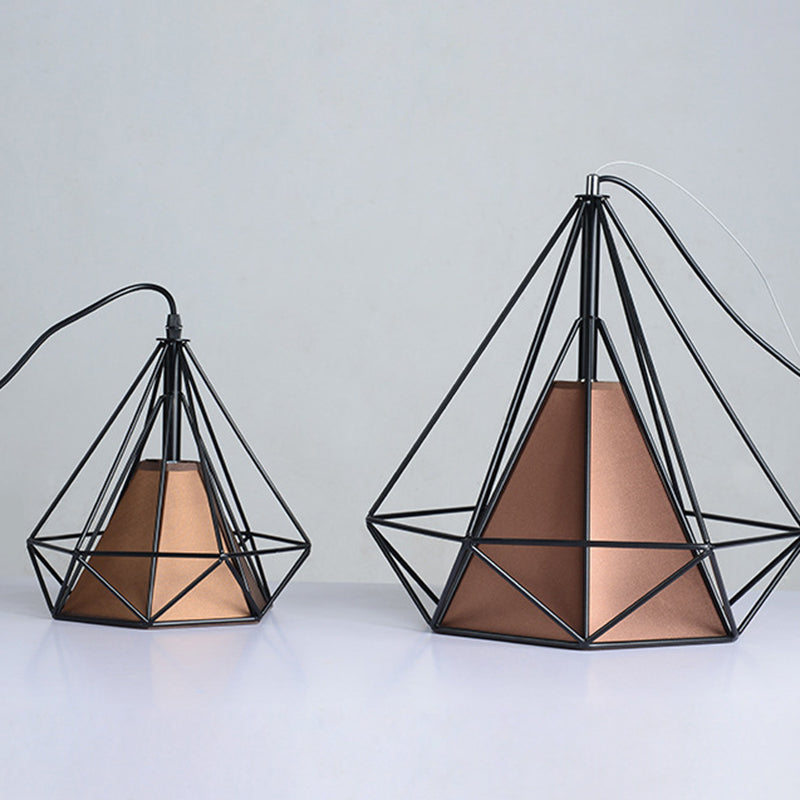 Contemporary Industrial Iron Fabric Diamond 1-light Pendant Light for Dining Room