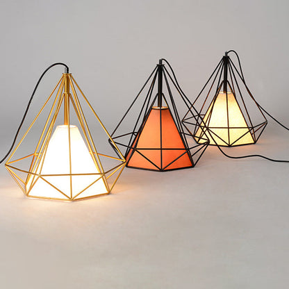 Contemporary Industrial Iron Fabric Diamond 1-light Pendant Light for Dining Room