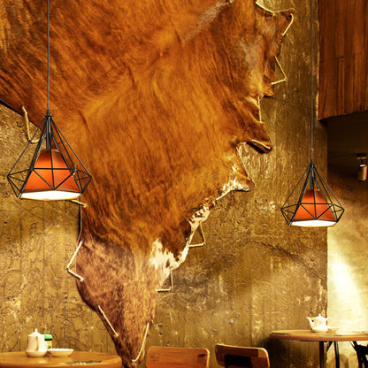Contemporary Industrial Iron Fabric Diamond 1-light Pendant Light for Dining Room