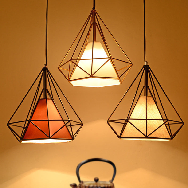 Contemporary Industrial Iron Fabric Diamond 1-light Pendant Light for Dining Room