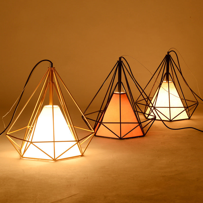 Contemporary Industrial Iron Fabric Diamond 1-light Pendant Light for Dining Room