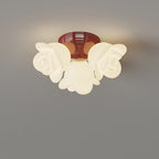 Contemporary Creative Iron Pe Floral 3-light Semi-flush Mount Ceiling Light for Bedroom