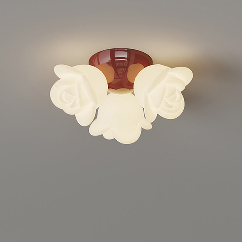 Contemporary Creative Iron Pe Floral 3-light Semi-flush Mount Ceiling Light for Bedroom