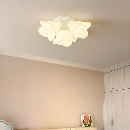 Contemporary Creative Iron Pe Floral 3-light Semi-flush Mount Ceiling Light for Bedroom