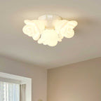 Contemporary Creative Iron Pe Floral 3-light Semi-flush Mount Ceiling Light for Bedroom