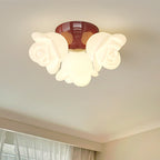 Contemporary Creative Iron Pe Floral 3-light Semi-flush Mount Ceiling Light for Bedroom