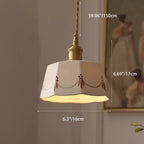 Traditional French Iron Ceramic Brass Cylinder Hand-painted Pattern 1-light Pendant Light for Dining Room BulbSquare