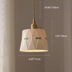 Traditional French Iron Ceramic Brass Cylinder Hand-painted Pattern 1-light Pendant Light for Dining Room BulbSquare