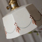 Traditional French Iron Ceramic Brass Cylinder Hand-painted Pattern 1-light Pendant Light for Dining Room BulbSquare