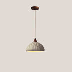 Contemporary Retro Cement Solid Wood Hemispheroid 1-light Pendant Light for Dining Room