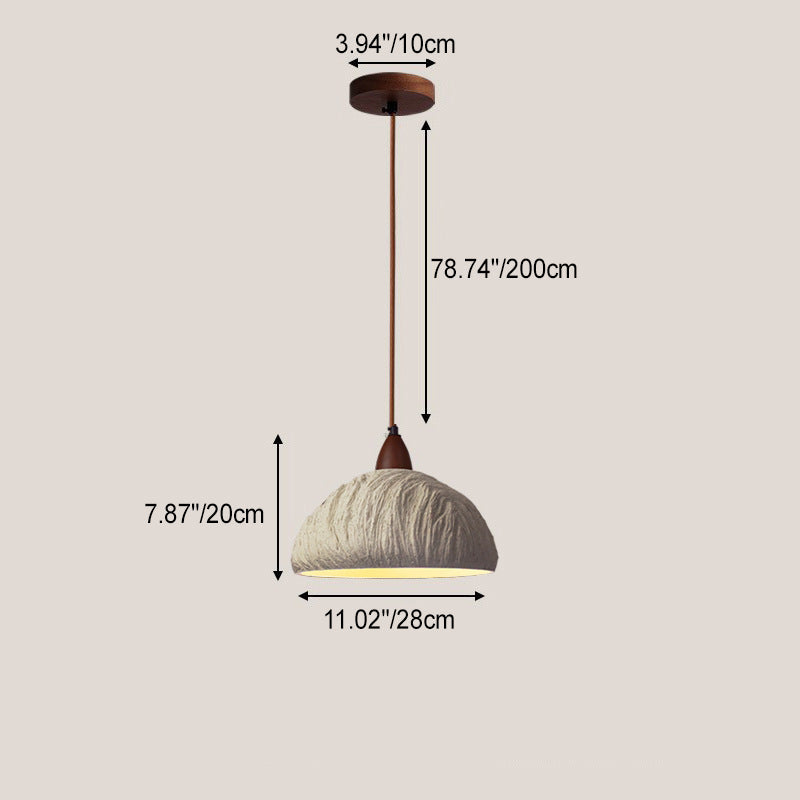 Contemporary Retro Cement Solid Wood Hemispheroid 1-light Pendant Light for Dining Room