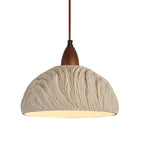 Contemporary Retro Cement Solid Wood Hemispheroid 1-light Pendant Light for Dining Room