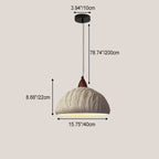 Contemporary Retro Cement Solid Wood Hemispheroid 1-light Pendant Light for Dining Room