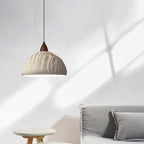 Contemporary Retro Cement Solid Wood Hemispheroid 1-light Pendant Light for Dining Room