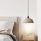 Contemporary Retro Cement Solid Wood Hemispheroid 1-light Pendant Light for Dining Room